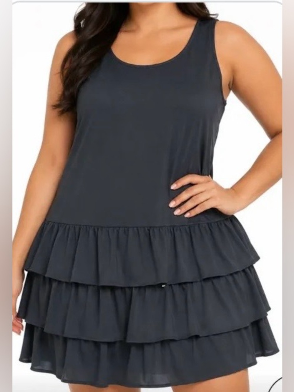 Women's Black Ruffle Tank Dress
